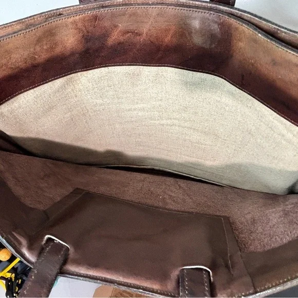 C&C Vintage Leather Briefcase attached brown - Picture 6 of 12